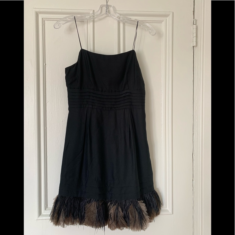 Juicy Couture Black Silk Feathered Cocktail Dress